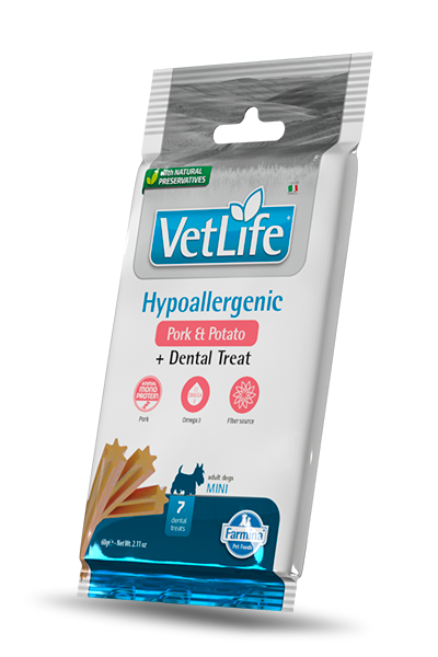 Snack dentale Farmina Vet Life Hypoallergenic Suino e Patata Mini 60 g per cani adulti Snack dentale Farmina Vet Life Hypoallergenic Suino e Patata Mini 60 g per cani adulti